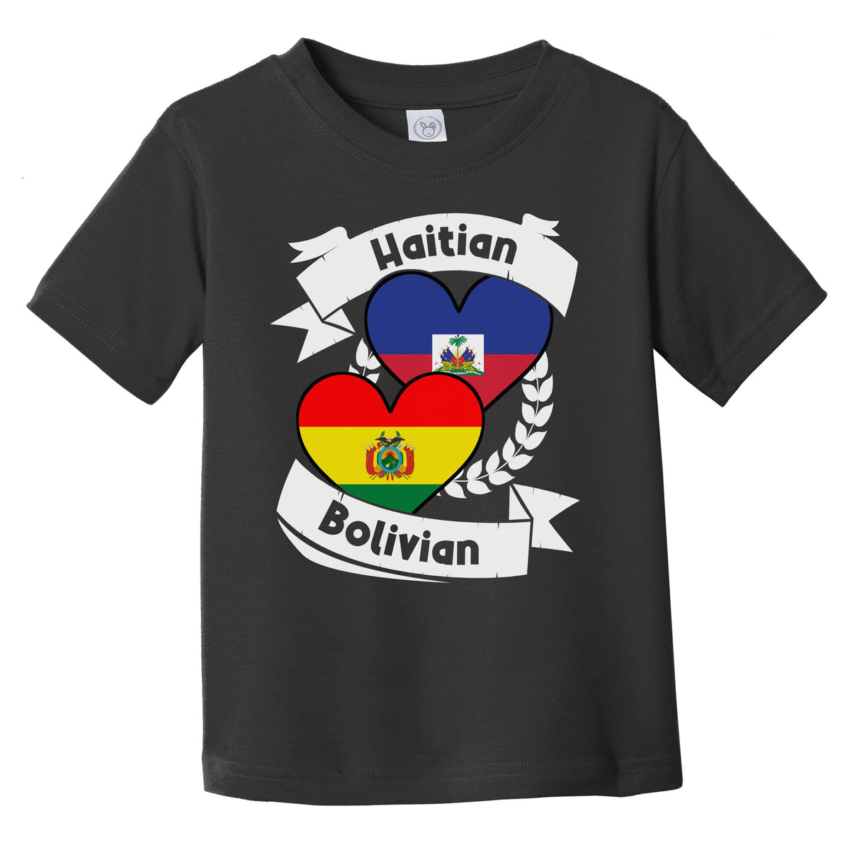 Haitian Bolivian Heart Flags Haiti Bolivia Infant Toddler T-Shirt