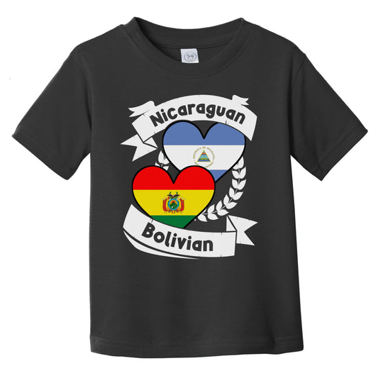 Nicaraguan Bolivian Heart Flags Nicaragua Bolivia Infant Toddler T-Shirt