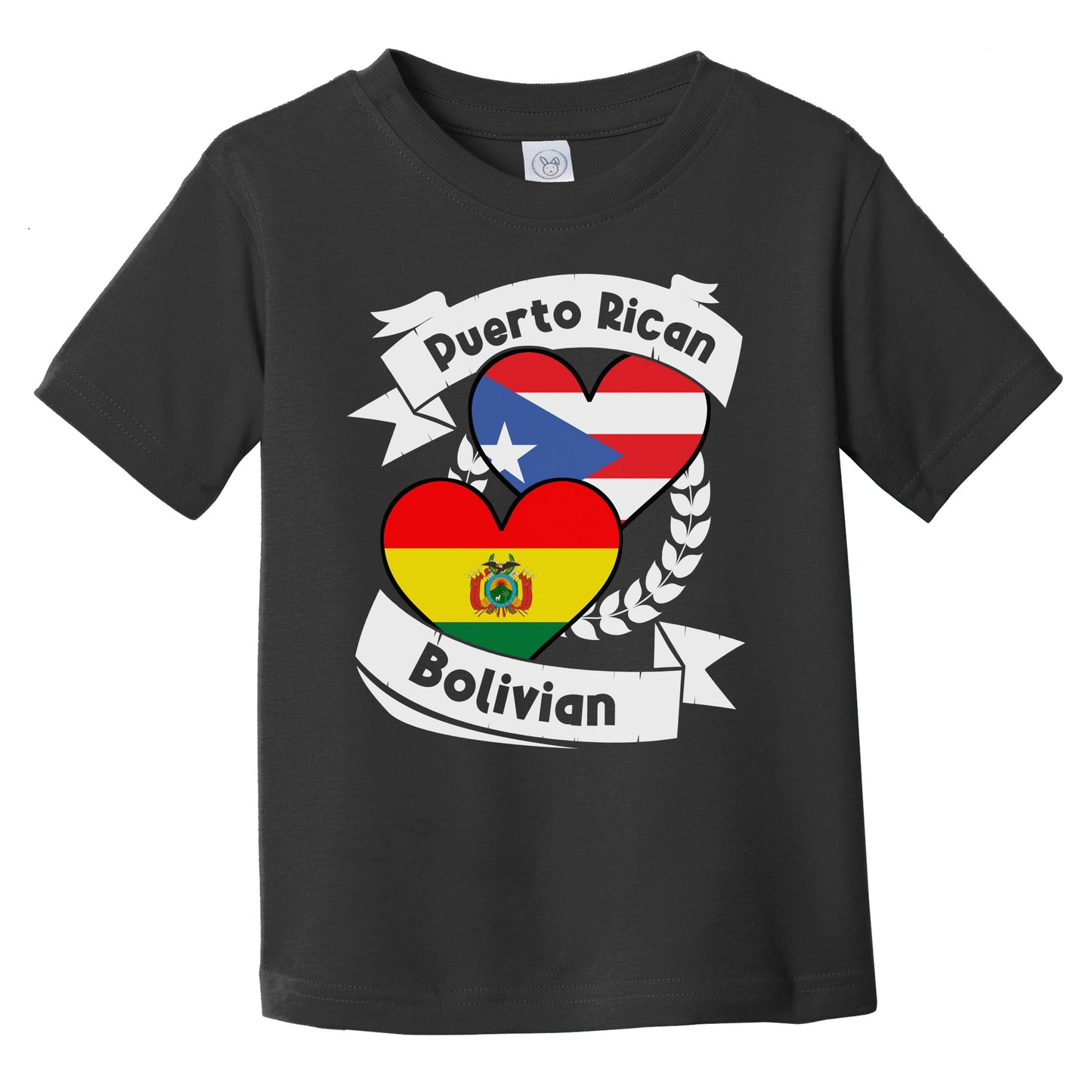 Puerto Rican Bolivian Heart Flags Puerto Rico Bolivia Infant Toddler T-Shirt