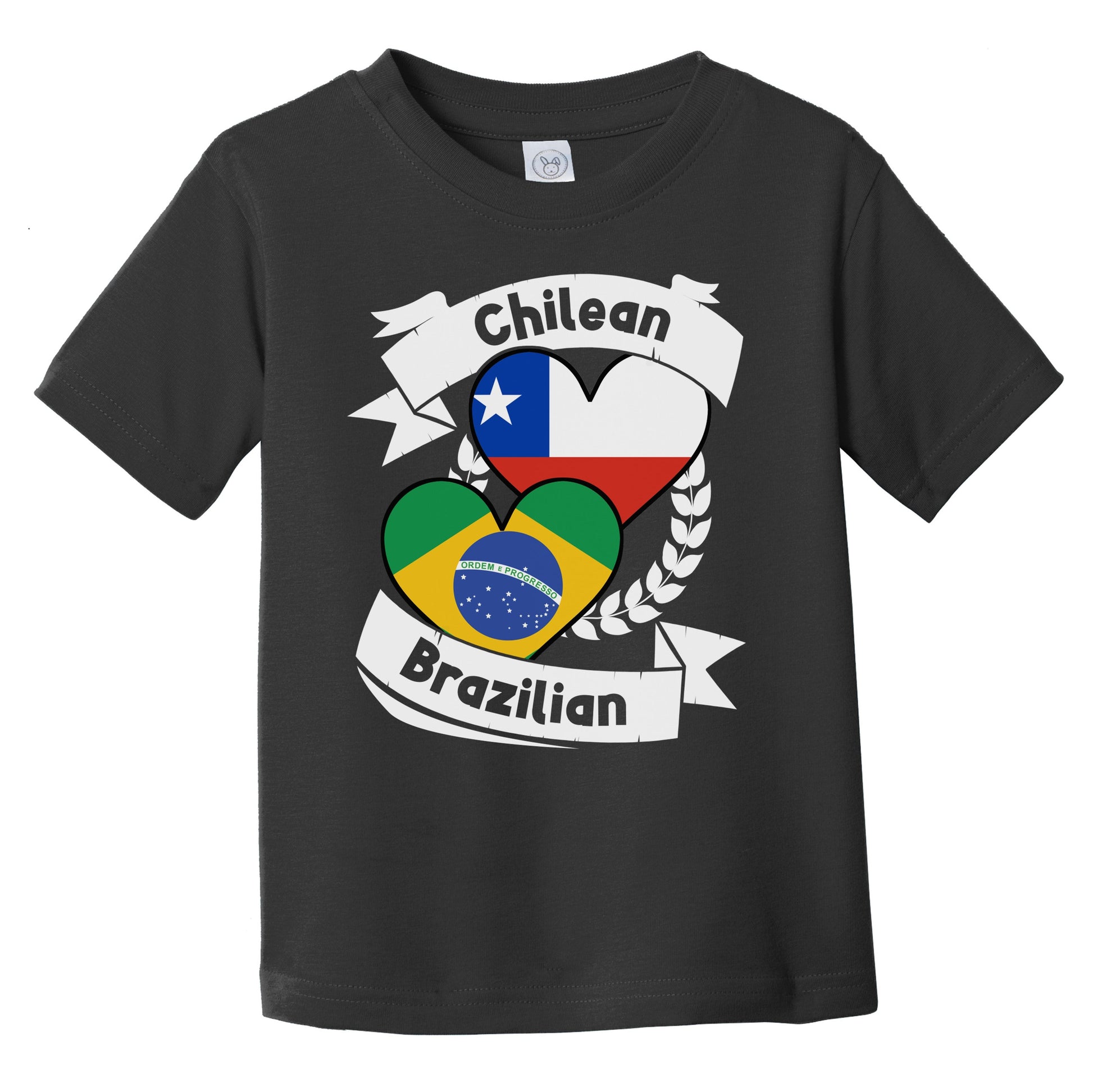 Chilean Brazilian Heart Flags Chile Brazil Infant Toddler T-Shirt