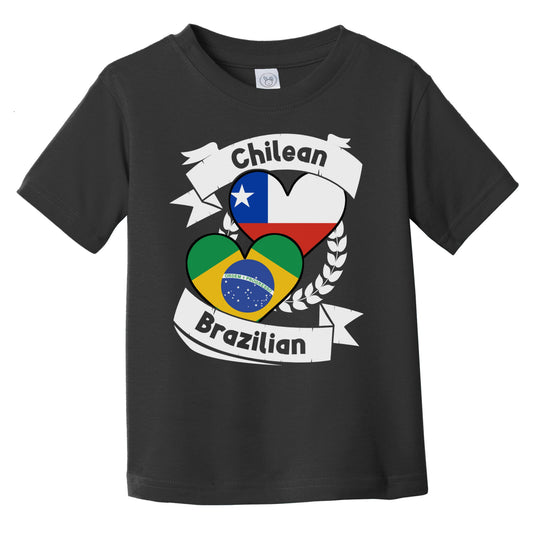 Chilean Brazilian Heart Flags Chile Brazil Infant Toddler T-Shirt