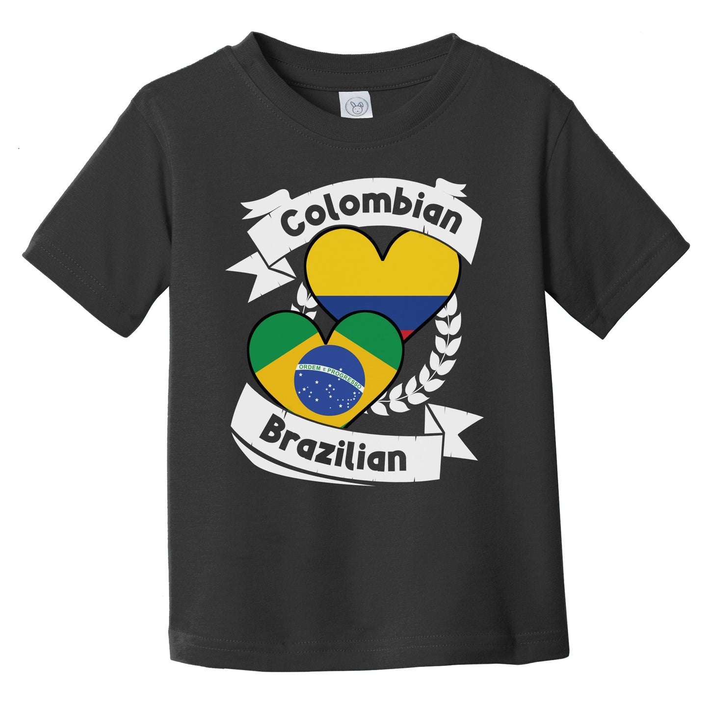Colombian Brazilian Heart Flags Colombia Brazil Infant Toddler T-Shirt