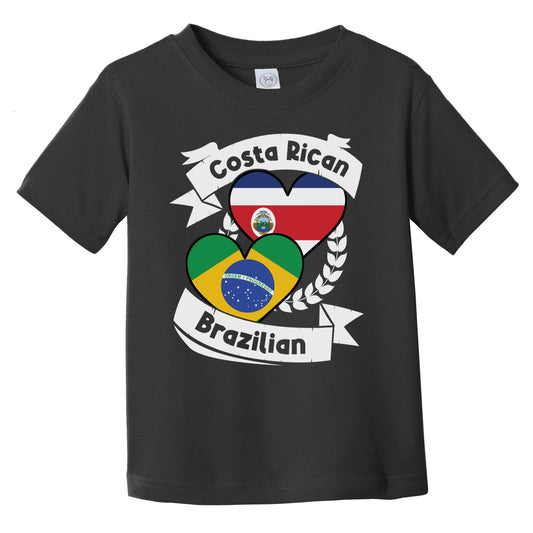 Costa Rican Brazilian Heart Flags Costa Rica Brazil Infant Toddler T-Shirt