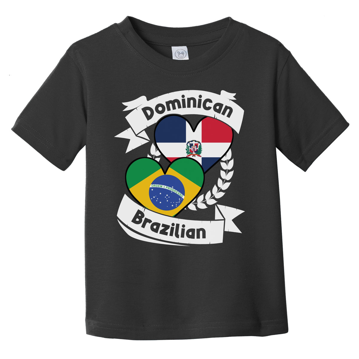 Dominican Brazilian Heart Flags Dominican Republic Brazil Infant Toddler T-Shirt