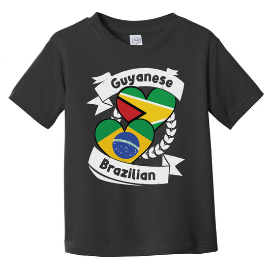 Guyanese Brazilian Heart Flags Guyana Brazil Infant Toddler T-Shirt