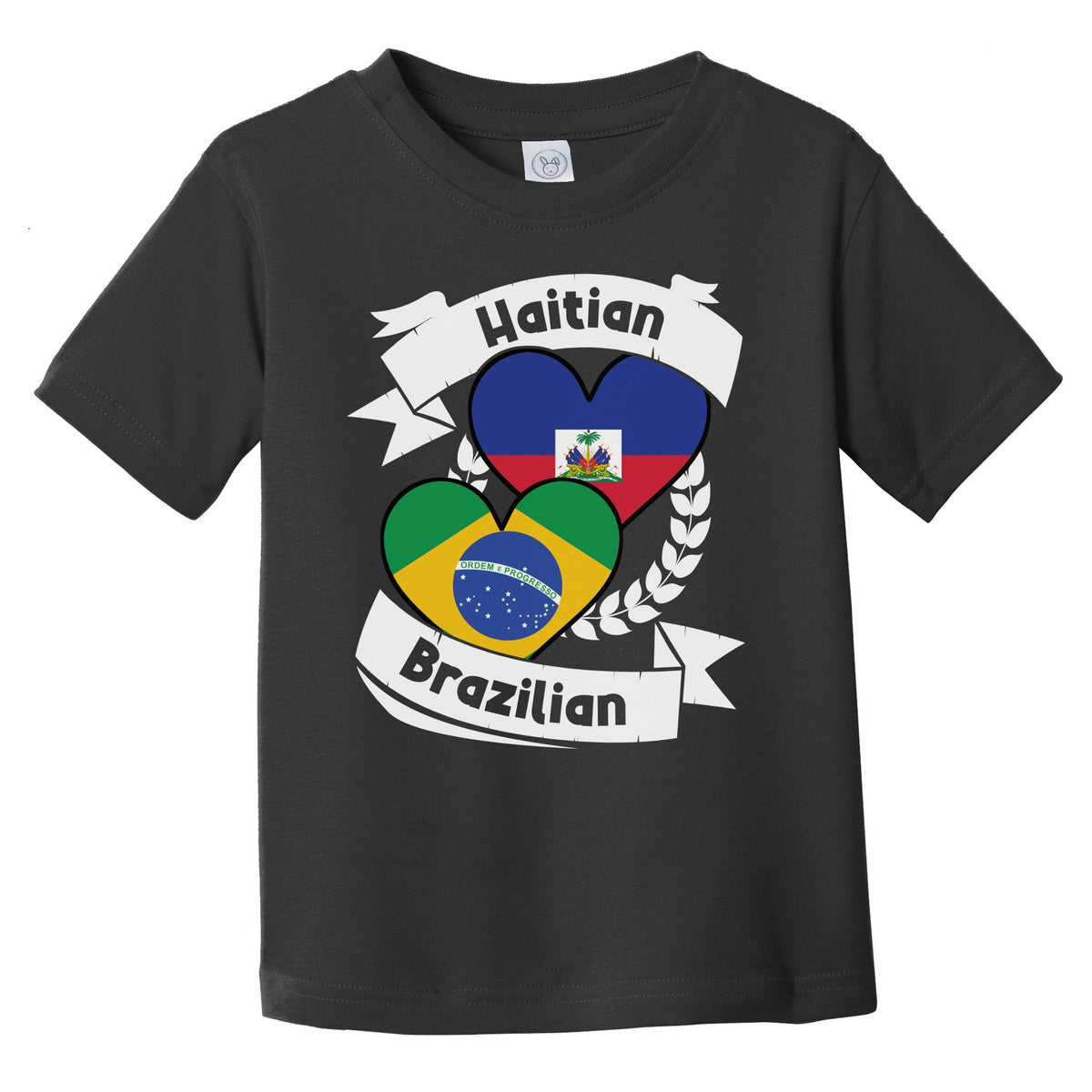 Haitian Brazilian Heart Flags Haiti Brazil Infant Toddler T-Shirt
