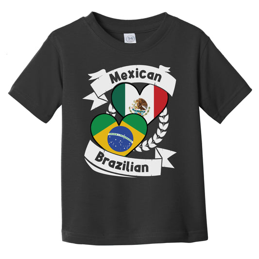 Mexican Brazilian Heart Flags Mexico Brazil Infant Toddler T-Shirt