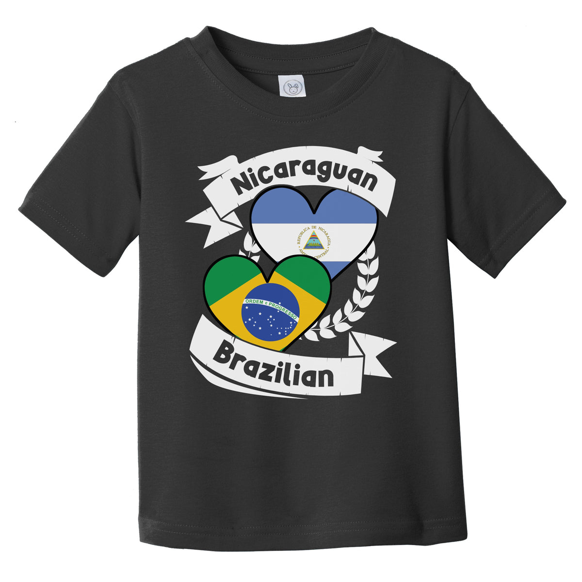 Nicaraguan Brazilian Heart Flags Nicaragua Brazil Infant Toddler T-Shirt