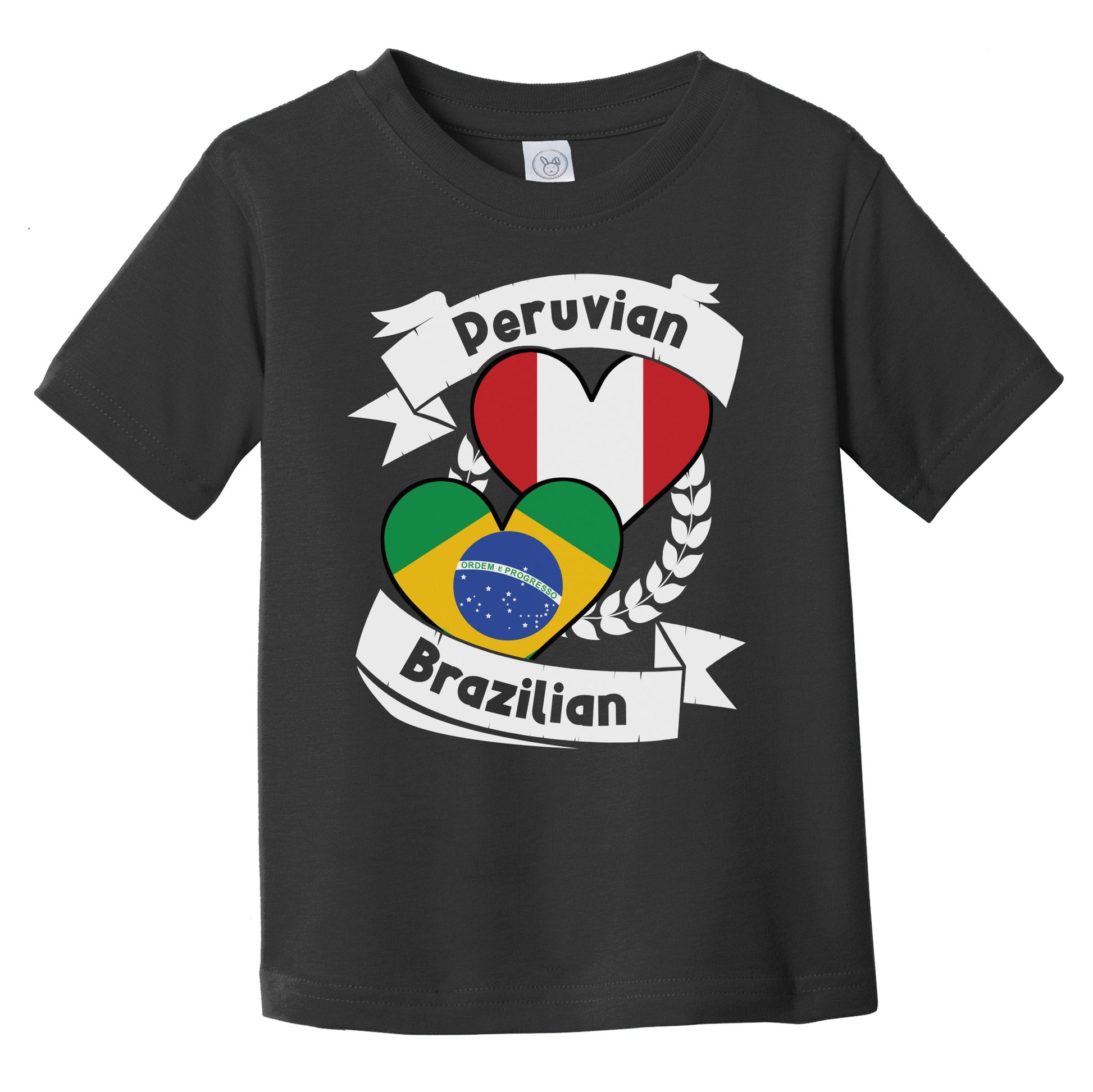 Peruvian Brazilian Heart Flags Peru Brazil Infant Toddler T-Shirt