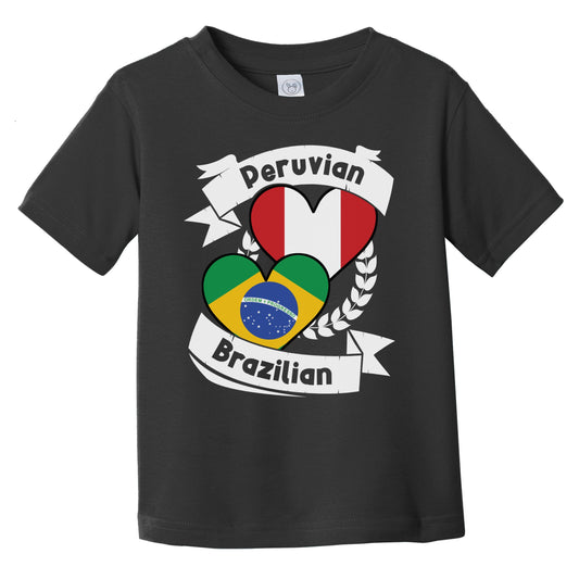 Peruvian Brazilian Heart Flags Peru Brazil Infant Toddler T-Shirt