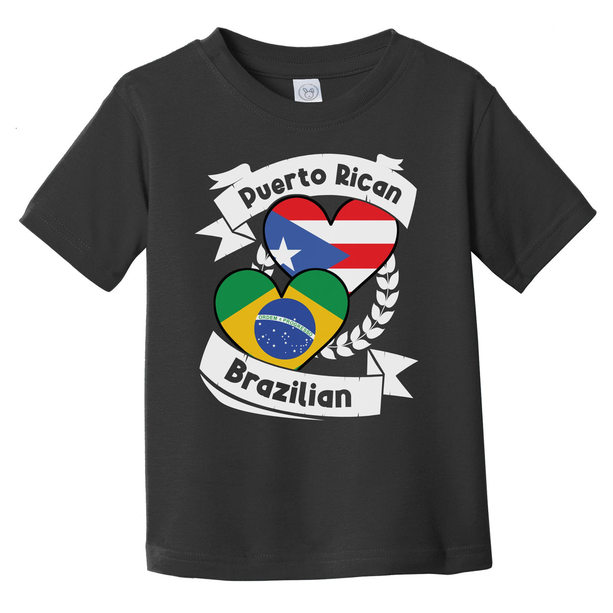 Puerto Rican Brazilian Heart Flags Puerto Rico Brazil Infant Toddler T-Shirt