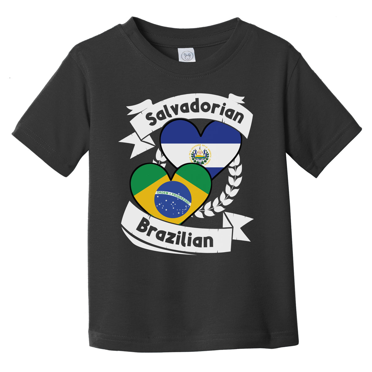 Salvadorian Brazilian Heart Flags El Salvador Brazil Infant Toddler T-Shirt