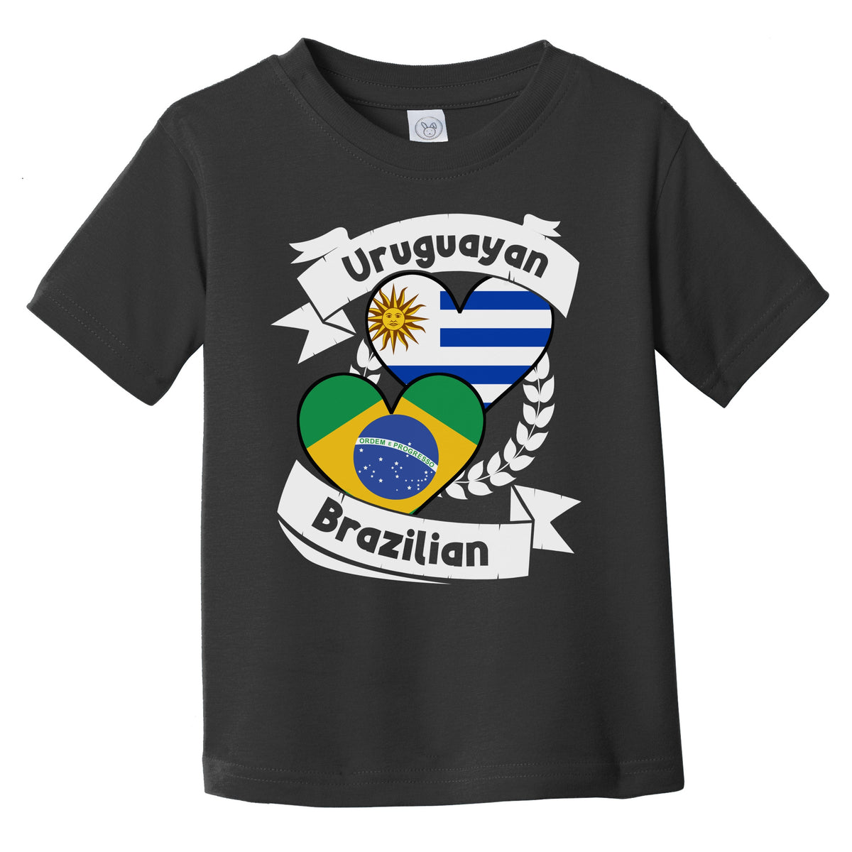 Uruguayan Brazilian Heart Flags Uruguay Brazil Infant Toddler T-Shirt