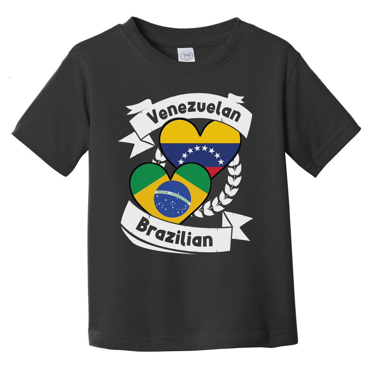 Venezuelan Brazilian Heart Flags Venezuela Brazil Infant Toddler T-Shirt