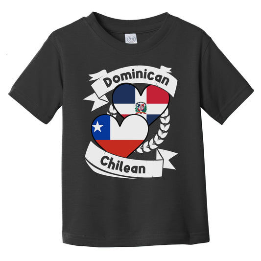 Dominican Chilean Heart Flags Dominican Republic Chile Infant Toddler T-Shirt