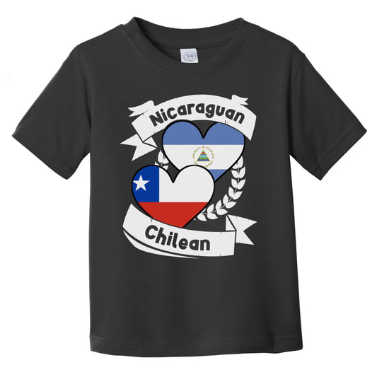 Nicaraguan Chilean Heart Flags Nicaragua Chile Infant Toddler T-Shirt