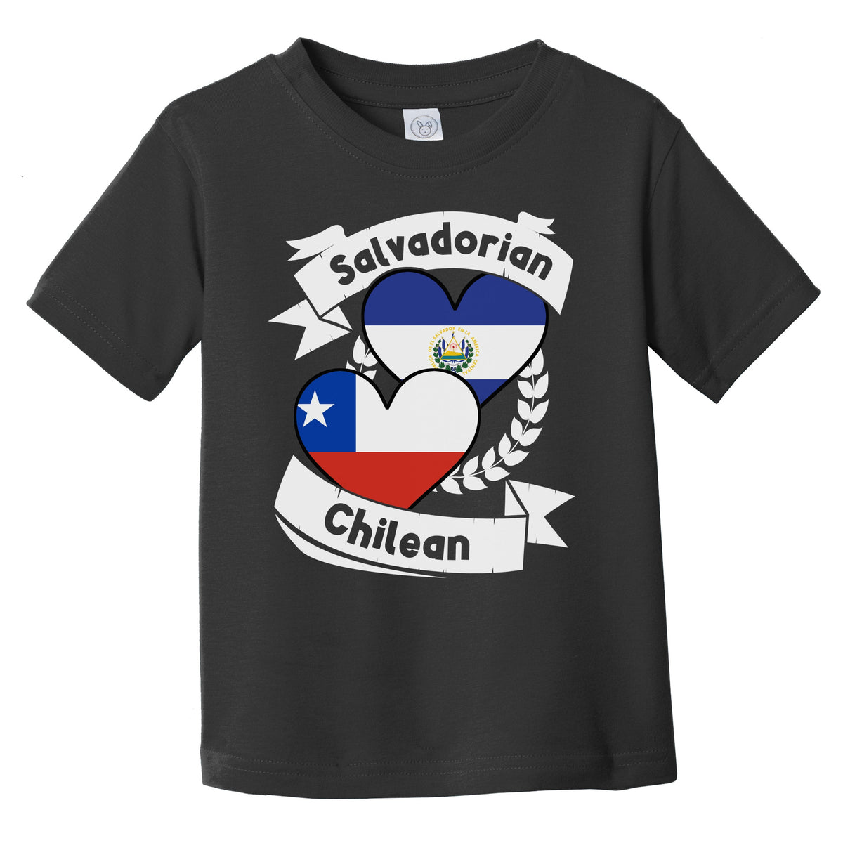 Salvadorian Chilean Heart Flags El Salvador Chile Infant Toddler T-Shirt