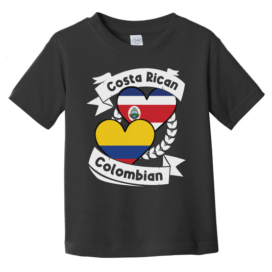 Costa Rican Colombian Heart Flags Costa Rica Colombia Infant Toddler T-Shirt