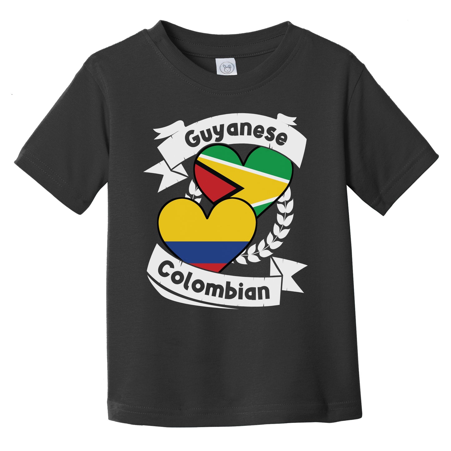 Guyanese Colombian Heart Flags Guyana Colombia Infant Toddler T-Shirt