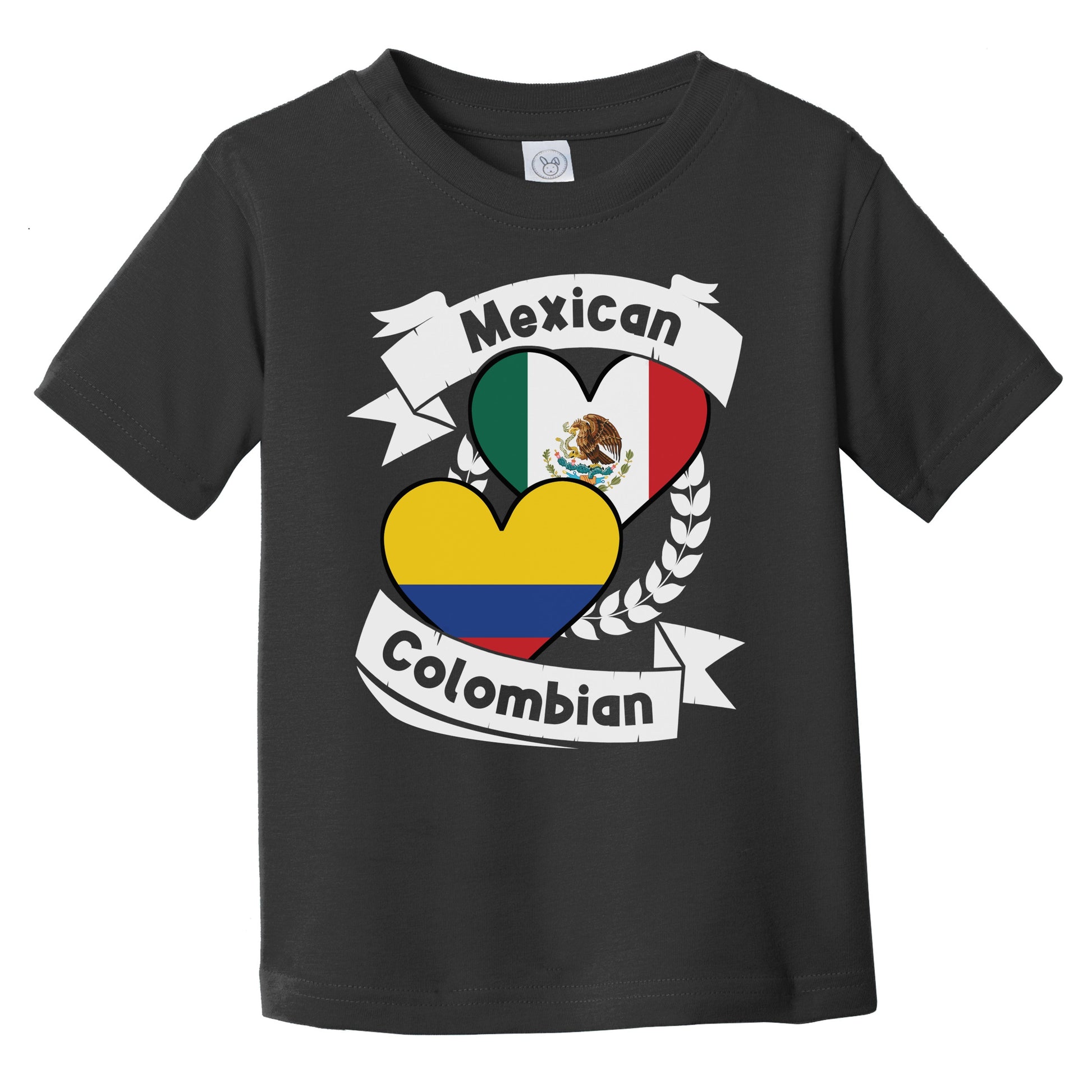 Mexican Colombian Heart Flags Mexico Colombia Infant Toddler T-Shirt