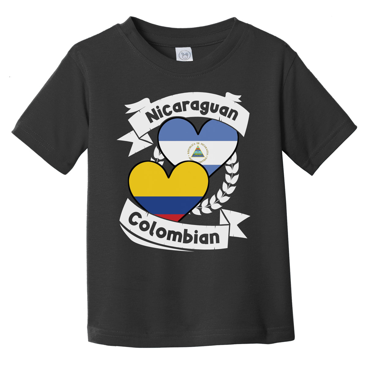 Nicaraguan Colombian Heart Flags Nicaragua Colombia Infant Toddler T-Shirt