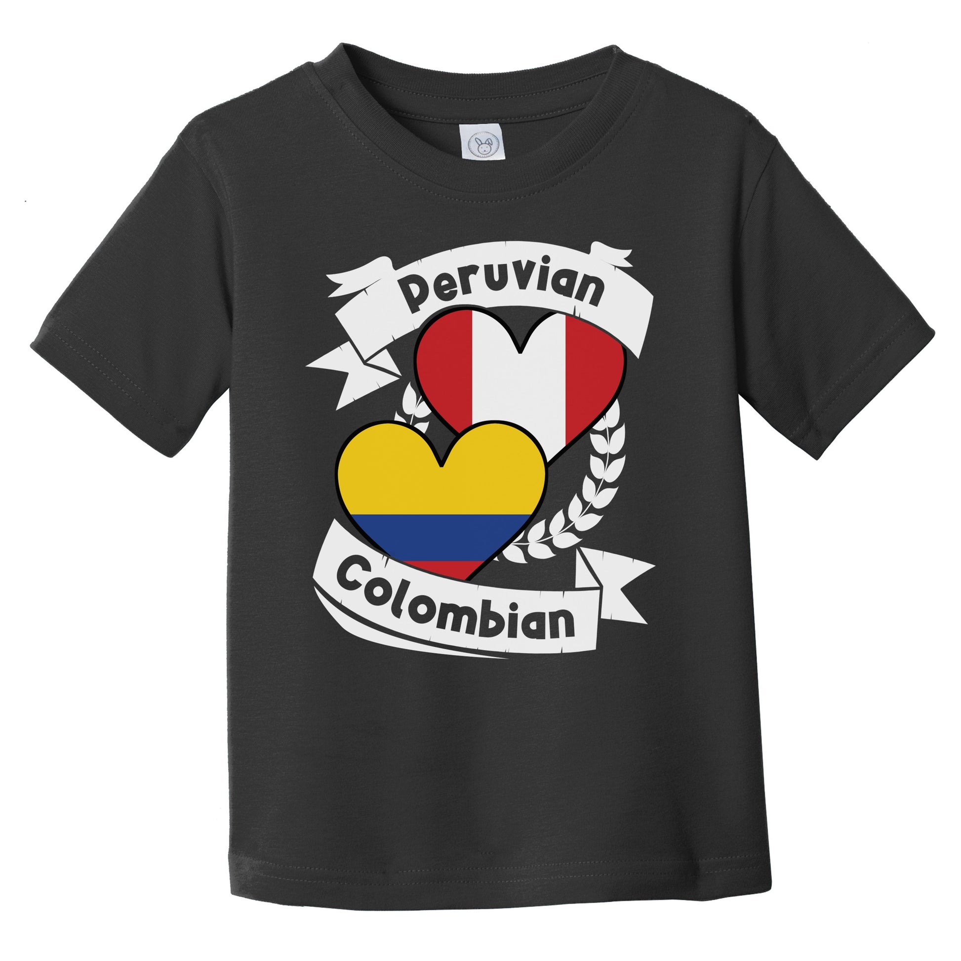 Peruvian Colombian Heart Flags Peru Colombia Infant Toddler T-Shirt