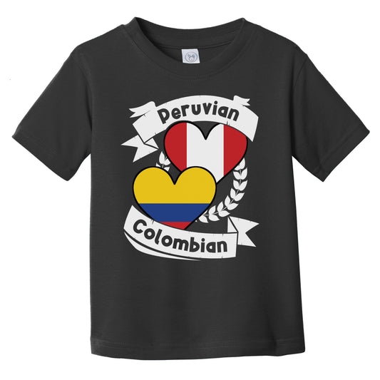 Peruvian Colombian Heart Flags Peru Colombia Infant Toddler T-Shirt