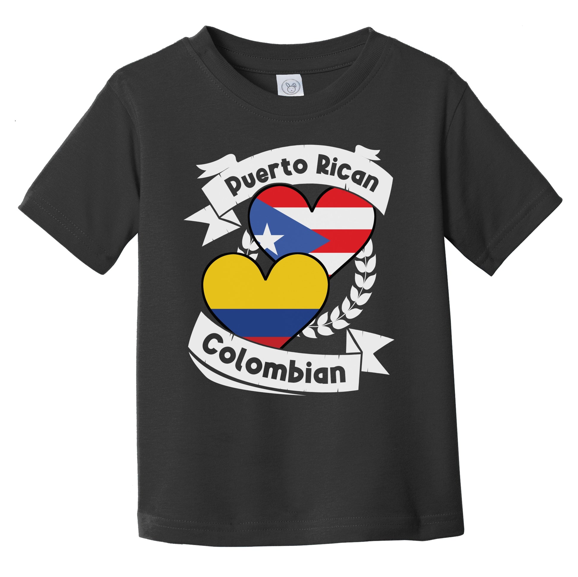 Puerto Rican Colombian Heart Flags Puerto Rico Colombia Infant Toddler T-Shirt