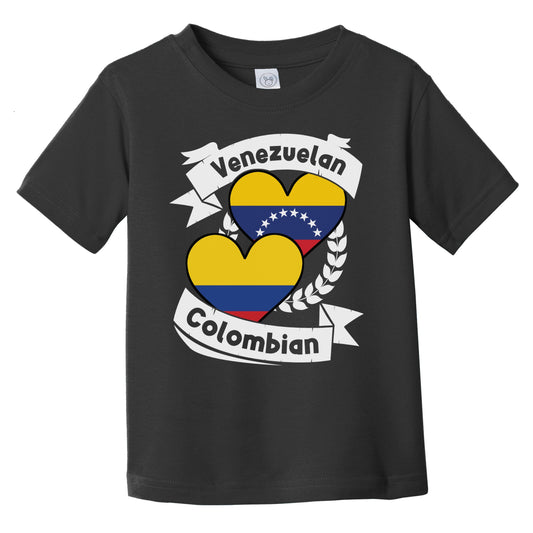 Venezuelan Colombian Heart Flags Venezuela Colombia Infant Toddler T-Shirt