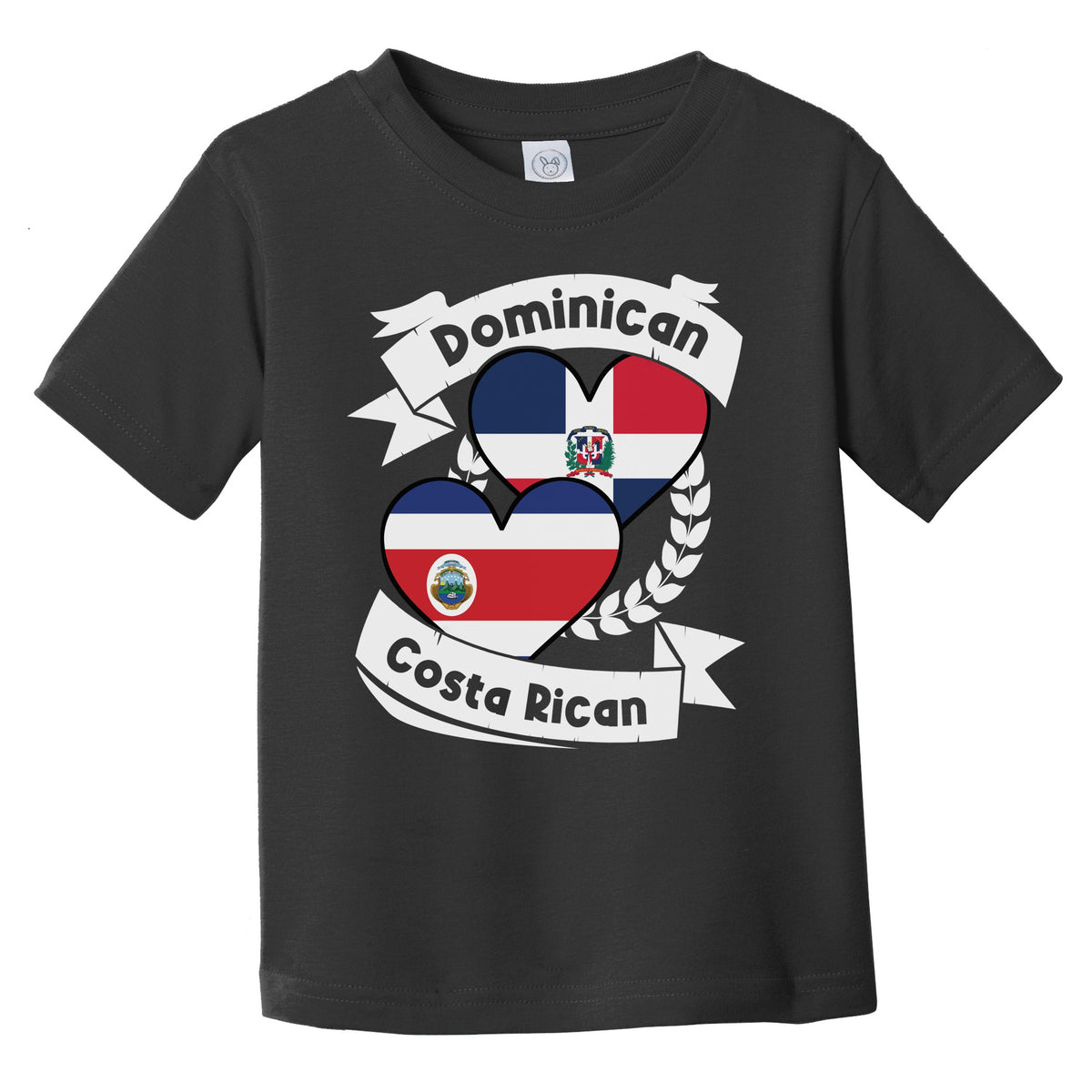 Dominican Costa Rican Heart Flags Dominican Republic Costa Rica Infant Toddler T-Shirt