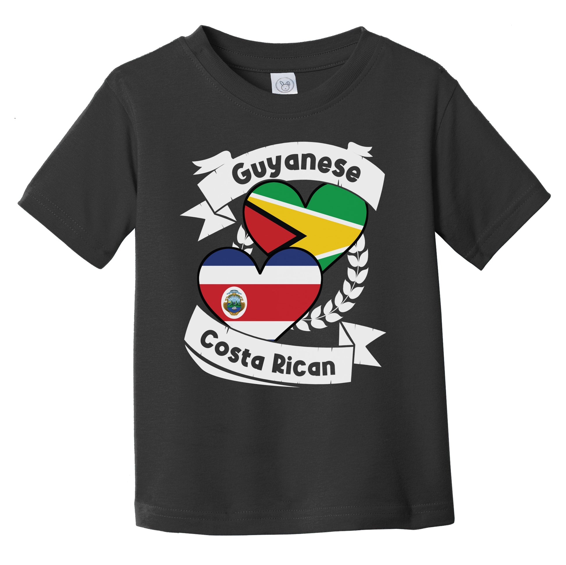 Guyanese Costa Rican Heart Flags Guyana Costa Rica Infant Toddler T-Shirt