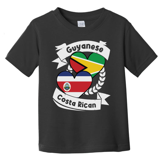 Guyanese Costa Rican Heart Flags Guyana Costa Rica Infant Toddler T-Shirt
