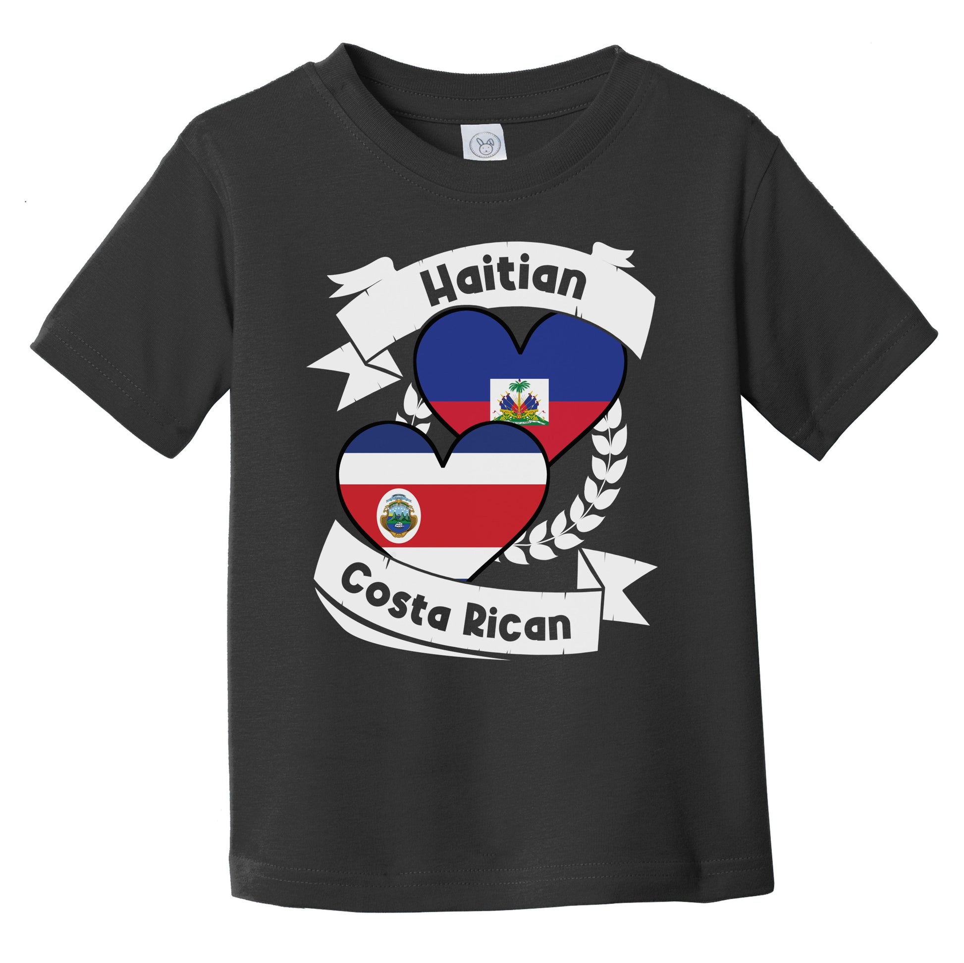 Haitian Costa Rican Heart Flags Haiti Costa Rica Infant Toddler T-Shirt