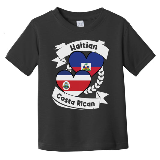 Haitian Costa Rican Heart Flags Haiti Costa Rica Infant Toddler T-Shirt