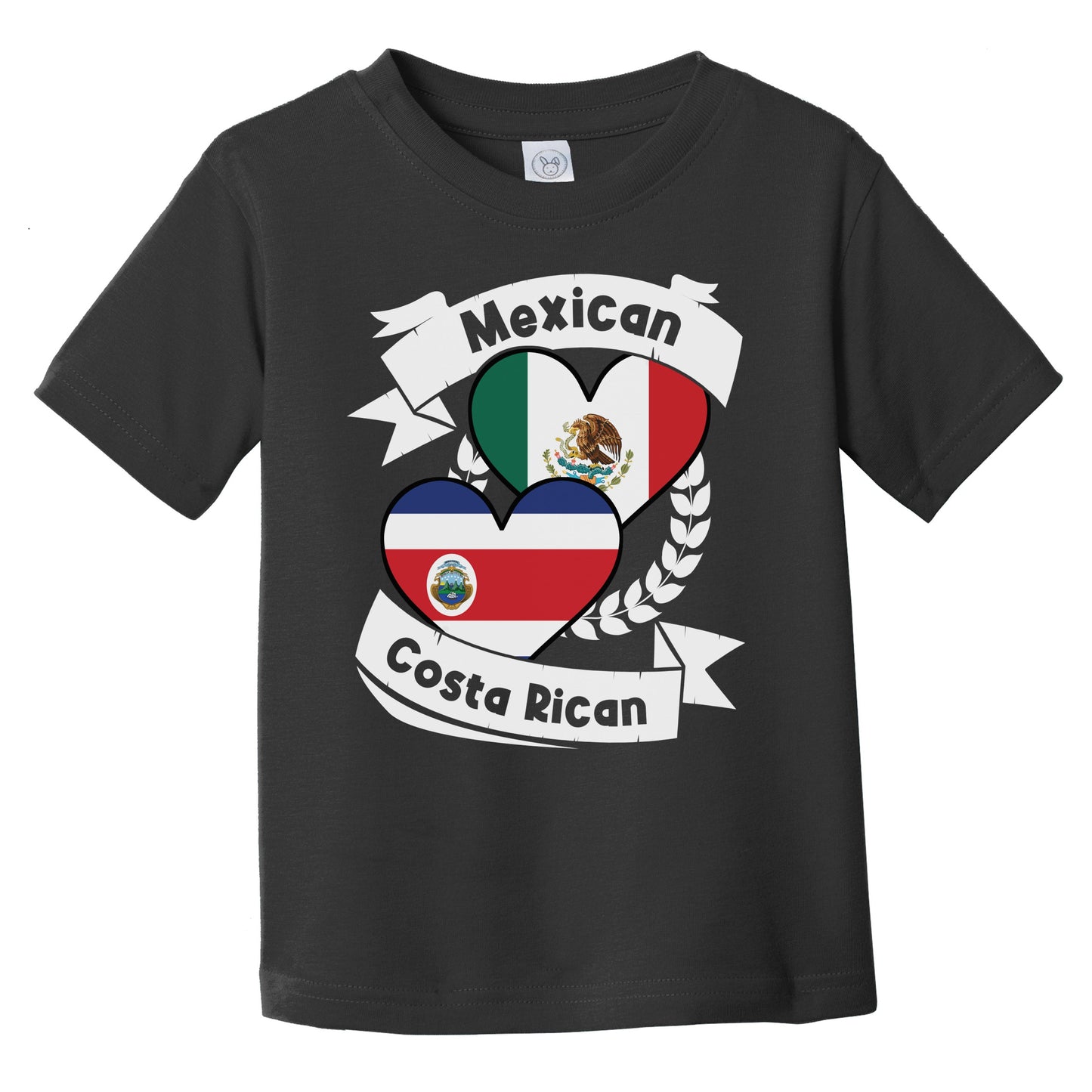 Mexican Costa Rican Heart Flags Mexico Costa Rica Infant Toddler T-Shirt