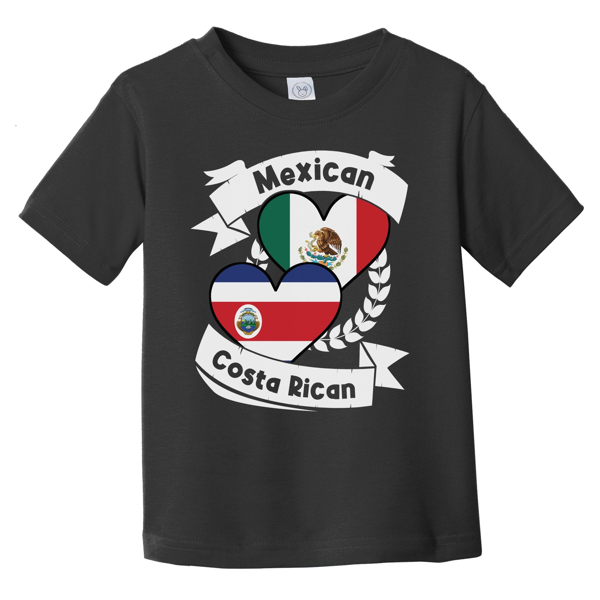 Mexican Costa Rican Heart Flags Mexico Costa Rica Infant Toddler T-Shirt