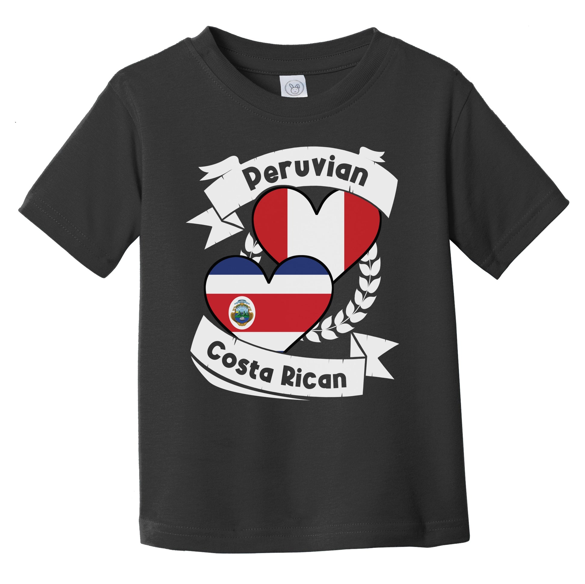 Peruvian Costa Rican Heart Flags Peru Costa Rica Infant Toddler T-Shirt