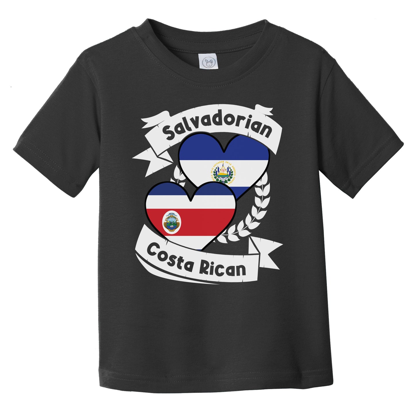 Salvadorian Costa Rican Heart Flags El Salvador Costa Rica Infant Toddler T-Shirt