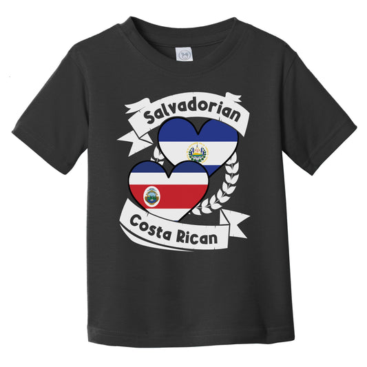Salvadorian Costa Rican Heart Flags El Salvador Costa Rica Infant Toddler T-Shirt