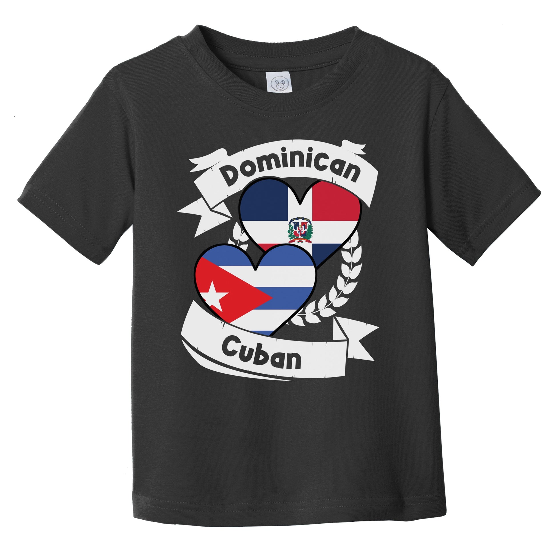 Dominican Cuban Heart Flags Dominican Republic Cuba Infant Toddler T-Shirt