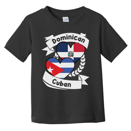 Dominican Cuban Heart Flags Dominican Republic Cuba Infant Toddler T-Shirt