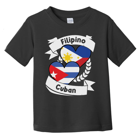 Filipino Cuban Heart Flags Philippines Cuba Infant Toddler T-Shirt
