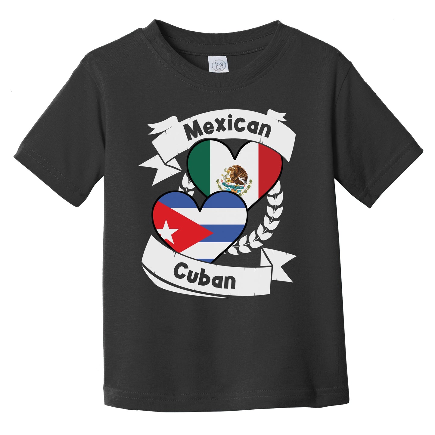Mexican Cuban Heart Flags Mexico Cuba Infant Toddler T-Shirt