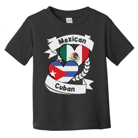 Mexican Cuban Heart Flags Mexico Cuba Infant Toddler T-Shirt