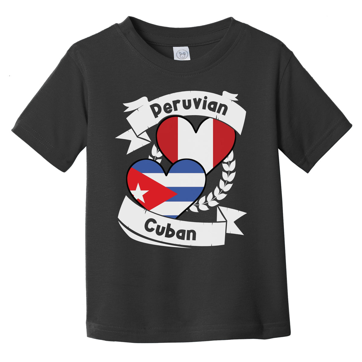 Peruvian Cuban Heart Flags Peru Cuba Infant Toddler T-Shirt