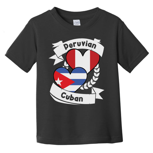 Peruvian Cuban Heart Flags Peru Cuba Infant Toddler T-Shirt