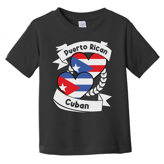 Puerto Rican Cuban Heart Flags Puerto Rico Cuba Infant Toddler T-Shirt