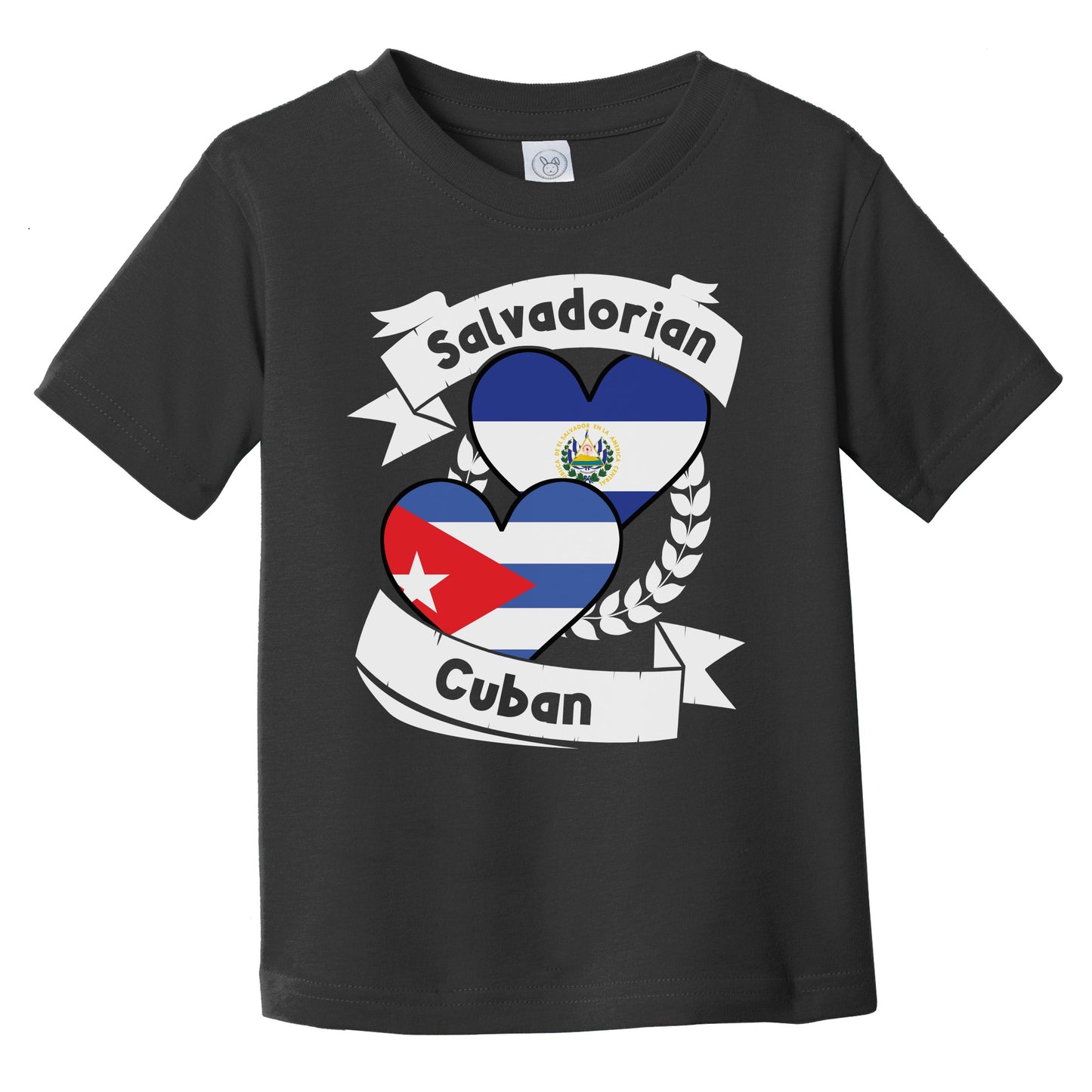 Salvadorian Cuban Heart Flags El Salvador Cuba Infant Toddler T-Shirt