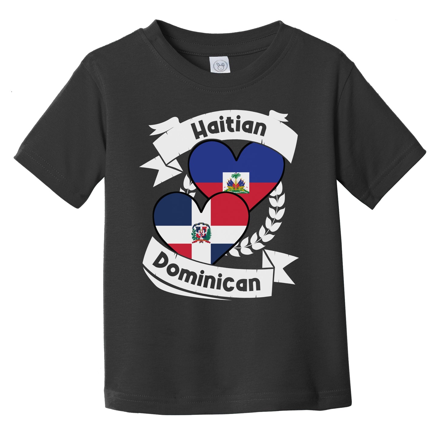 Haitian Dominican Heart Flags Haiti Dominican Republic Infant Toddler T-Shirt