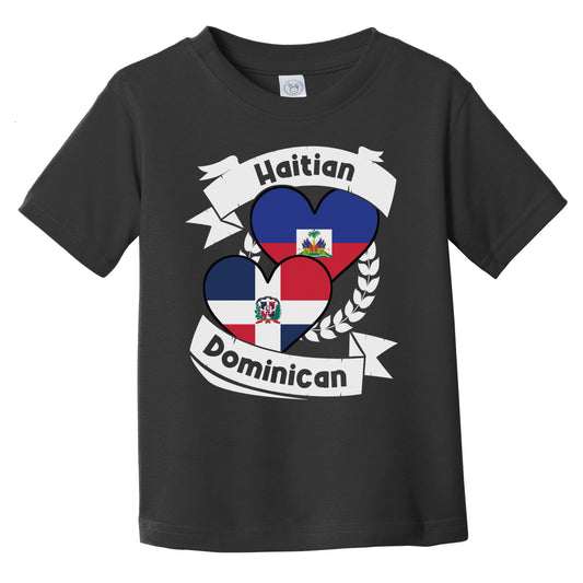 Haitian Dominican Heart Flags Haiti Dominican Republic Infant Toddler T-Shirt